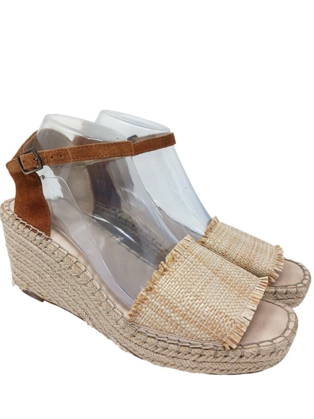 Chocolat Blu Isadora Espadrille Wedge Sandals 9.5 Cream Raffia